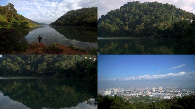 云南芒市孔雀湖绿水青山