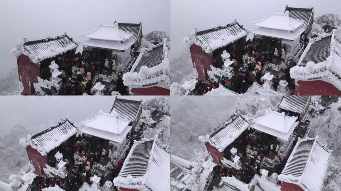 武当山金顶雪景航拍