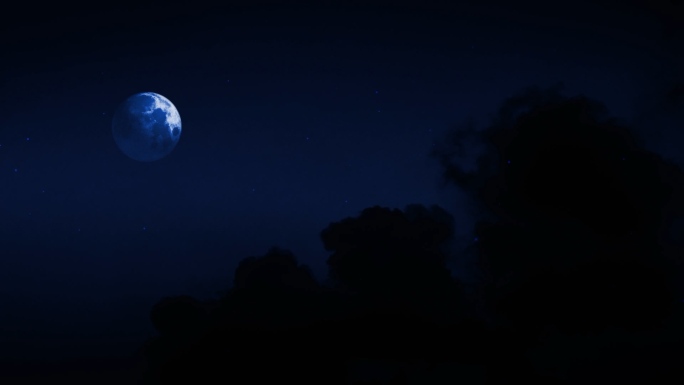【HD天空】暗夜烟云唯美月空夜晚月亮薄云