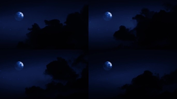 【HD天空】暗夜烟云唯美月空夜晚月亮薄云