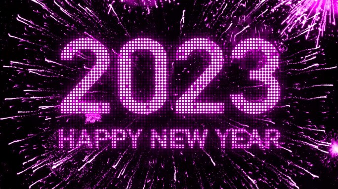 2023粉紫色烟花跨年粒子爆炸倒计时宽屏