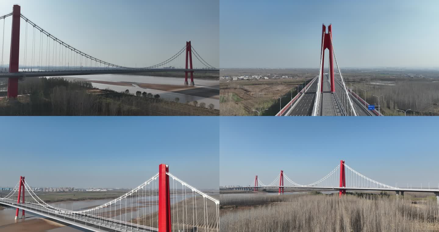 航拍济南黄河凤凰大桥