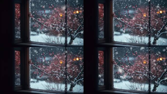 窗外飘雪