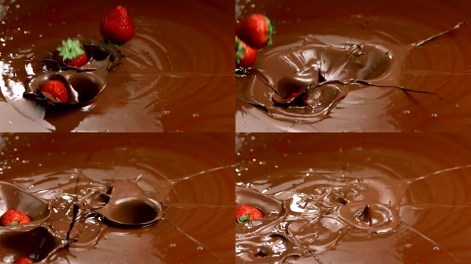 HD超慢Mo：很少草莓溅入巧克力