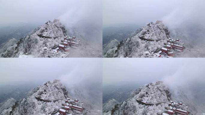 武当山金顶雪景航拍