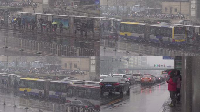 中关村大街交通雪景 大雪纷飞 合集