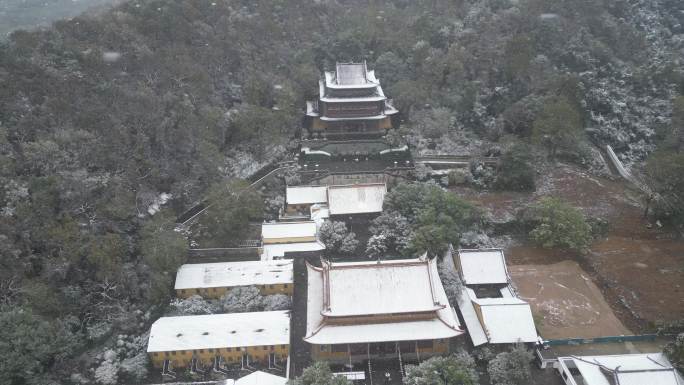 杭州净慈寺冬季雪景航拍