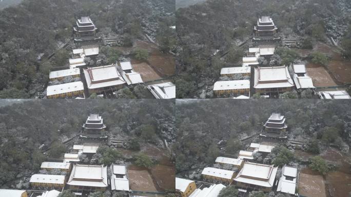 杭州净慈寺冬季雪景航拍