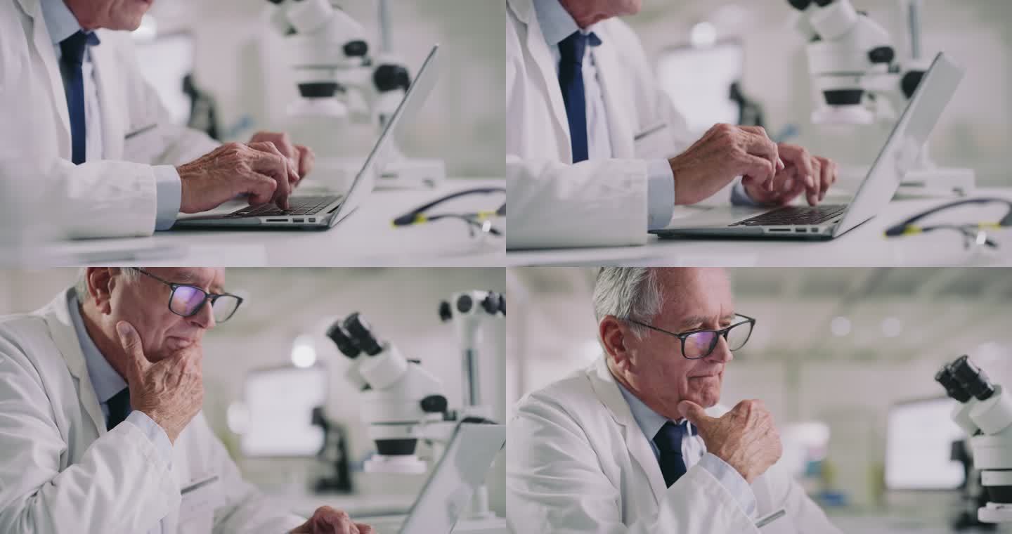 一位科学家在现代实验室使用笔记本电脑的4k视频片段