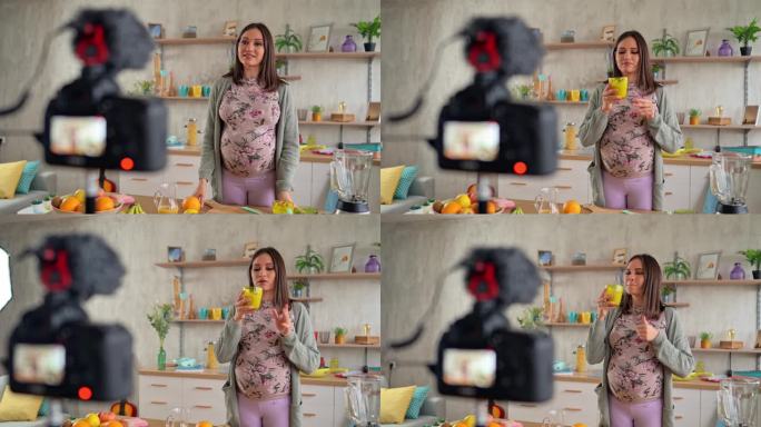 孕妇做关于健康营养的视频