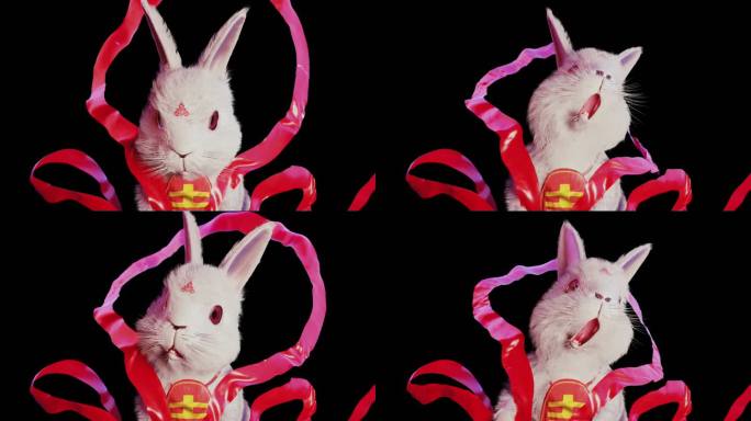超现实透明背景仙兔拜年视频