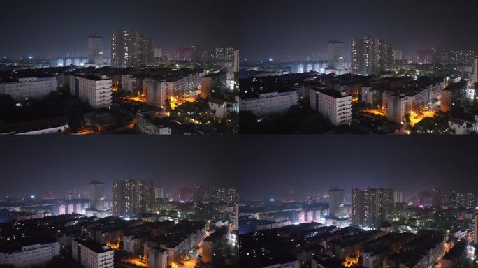 四川夹江县城市夜景4K航拍