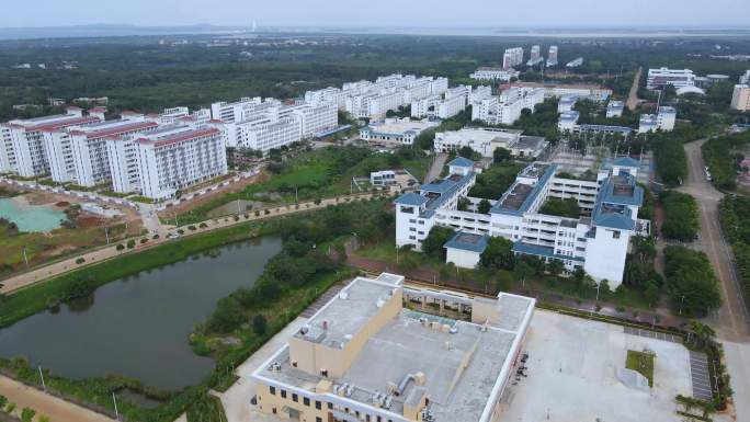 海南师范大学桂林洋新校区校园航拍视频素材