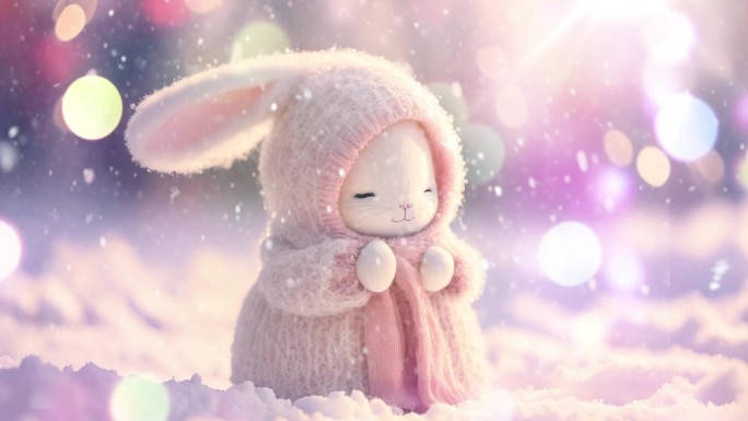 冬日里的小兔子雪人