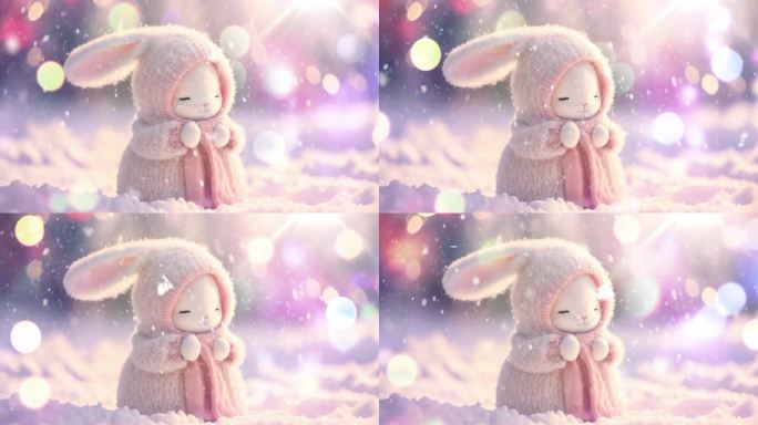 冬日里的小兔子雪人