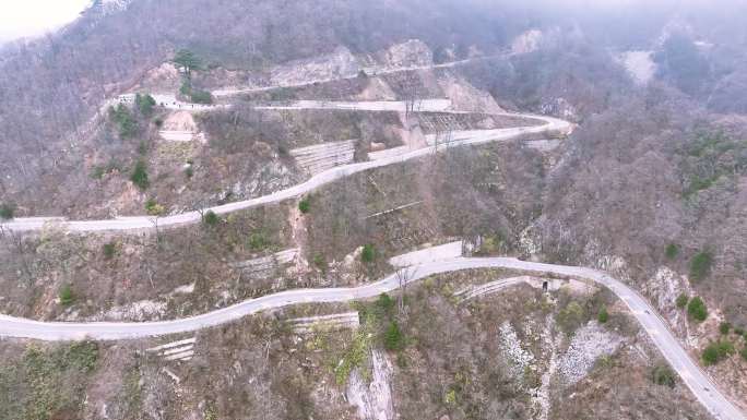 冬季航拍金寨大别山上马丁公路