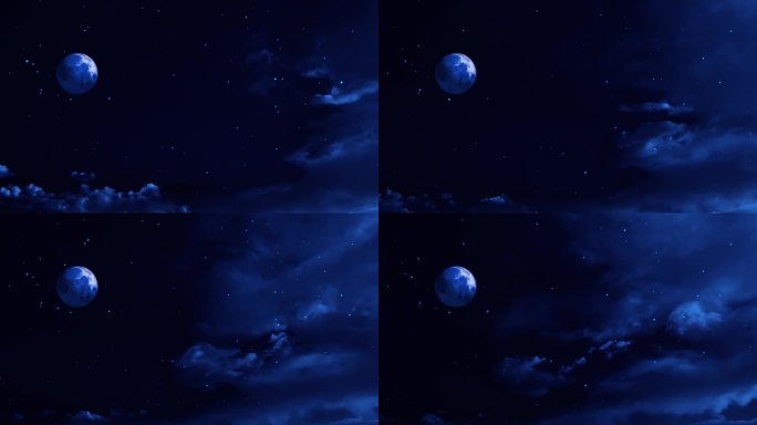 【HD天空】唯美月空月亮蓝色薄云夜晚云层