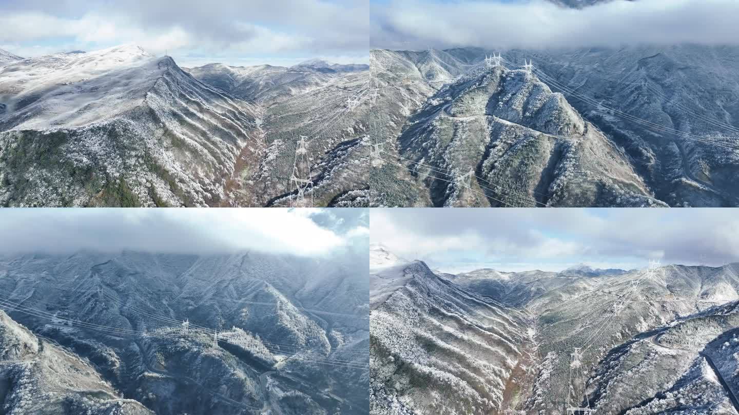 唯美秀丽山川雪景云雾航拍素材