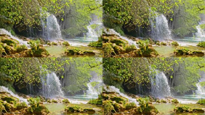 Krka国家公园Skradin瀑布旁的小瀑布