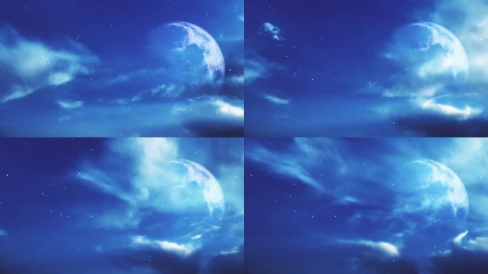 【HD天空】蓝色奇幻月球云空月亮仙境魔幻
