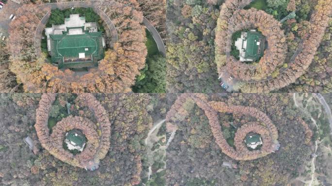 航拍南京钟山风景区美龄宫