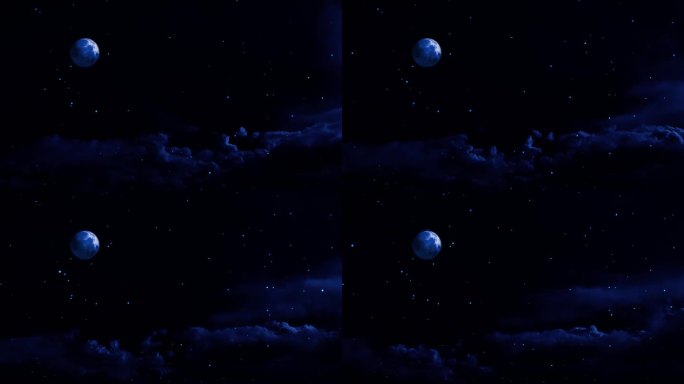 【HD天空】夜晚唯美薄云满月暗夜星空繁星