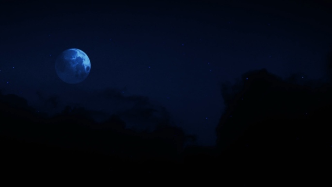 【HD天空】暗夜云烟月亮薄云夜晚结尾收黑