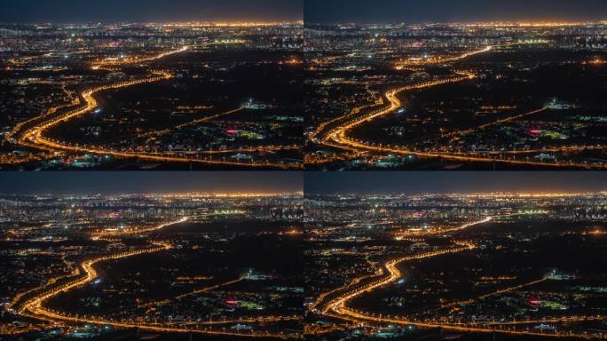 北京夜景延时 北京东五环车水马龙延时