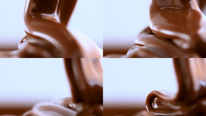 浇牛轧糖巧克力酱巧克力流淌下落粘稠