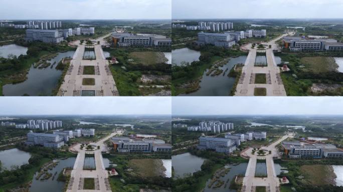 海南师范大学桂林洋新校区校园航拍视频素材