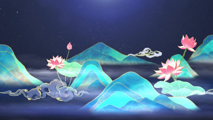 科技感山水视频 中国风背景动画