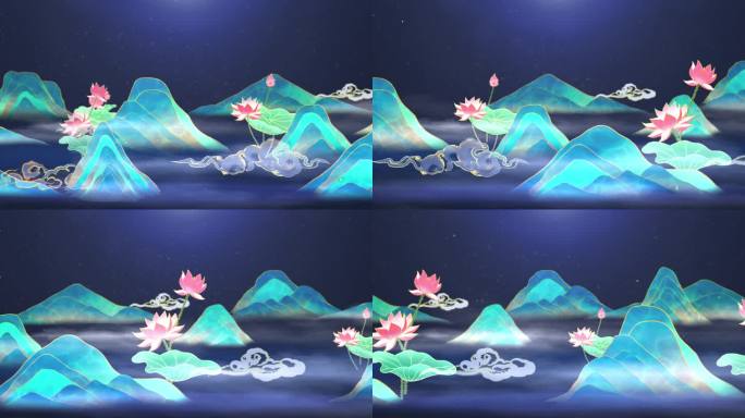 科技感山水视频 中国风背景动画