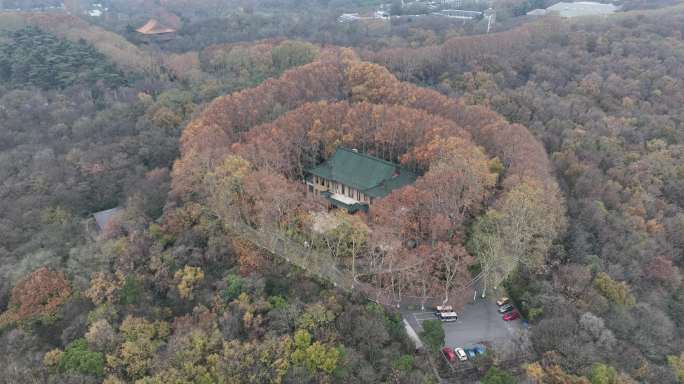 航拍南京钟山风景区美龄宫