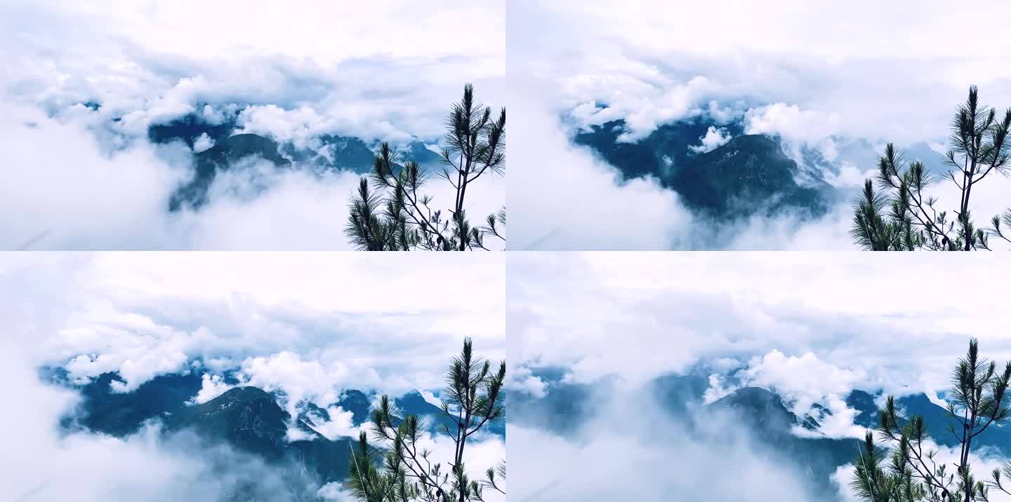 山顶白云雾气