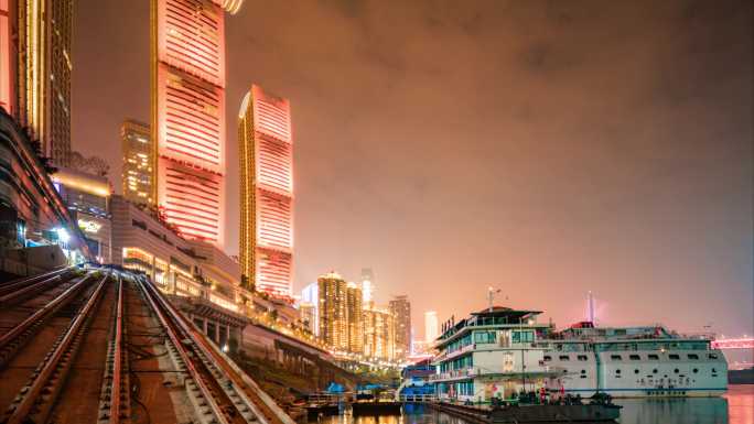 来福士大楼朝天门码头城市夜景