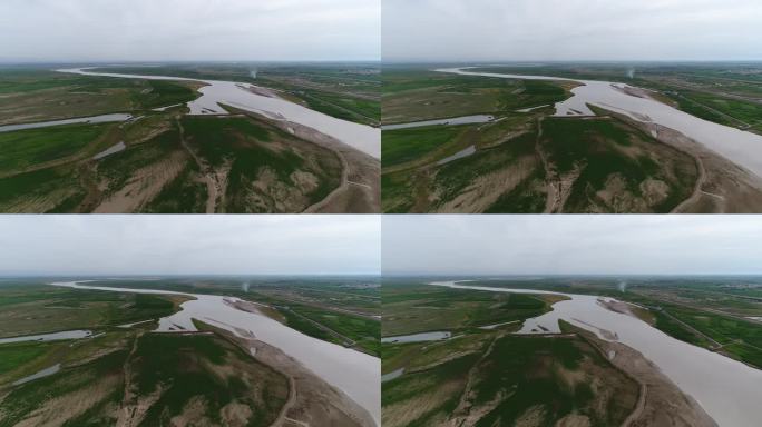 航拍黄河生态黄河平原视频