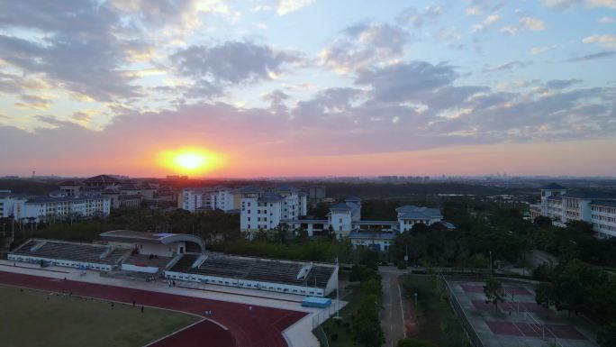 海南师范大学桂林洋新校区校园航拍视频素材