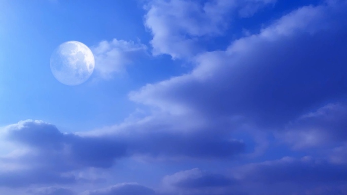 【HD天空】蓝色仙境奇幻月球月亮柔美云雾