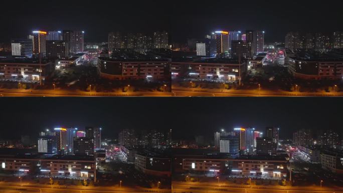 台州玉环新城经济开发区写字楼高楼夜景航拍