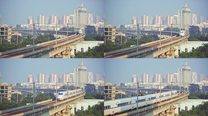 和谐号动车组列车驶过南广高铁贵港段