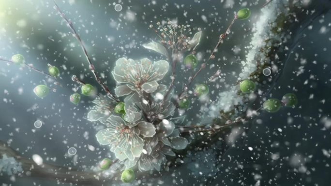 冬日雪中花朵