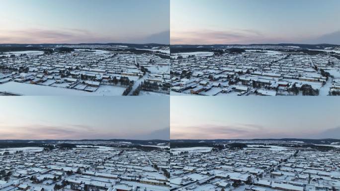 漠河 北极村 雪景 中国漠河  雾凇村庄