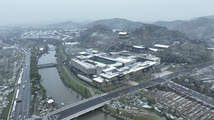 杭州国家版本馆雪景航拍