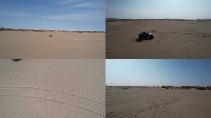 商用素材：航拍沙漠穿越UTV越野车户外