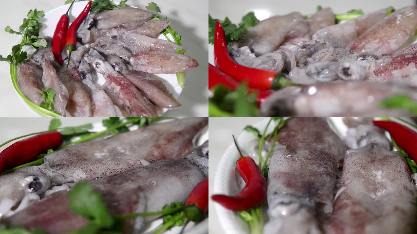 鱿鱼海鲜美食实拍视频