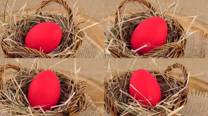 篮子里的红色复活节蛋