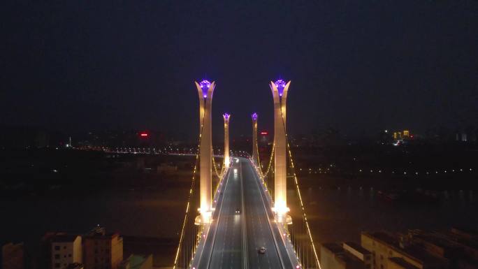 贵港市罗泊湾大桥夜景航拍