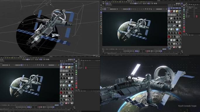 未来中国天宫空间站C4D 中国空间站模型