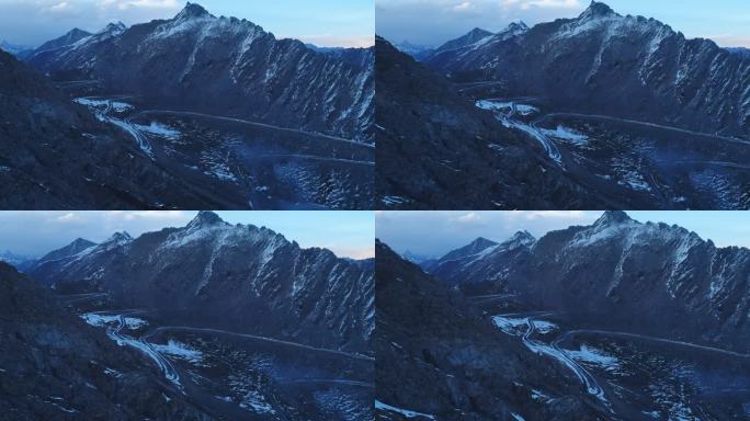 沿山坡航拍巴郎山盘山公路航拍风景