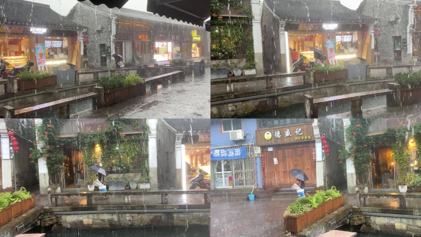 下雨天的宁波东钱湖韩岭老街